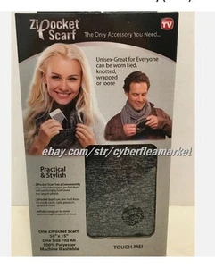 Zip Pocket Infinity Scarf Unisex  Hidden Pocket Travel As seen on TV NEW - Picture 1 of 6