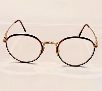Vintage Maserati Eyeglasses 6162-15 Gold/Burgundy Tortoise Round Frame 48-19-135 - Image 1 of 4