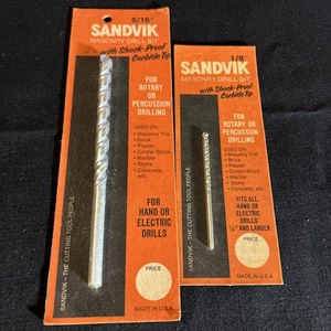 Sandvik Mauerwerk Hartmetallspitze Bohrer Bits Vintage 1/8” & 5/16” Neu aus altem Lagerbestand Neu Made in USA - Bild 1 von 4