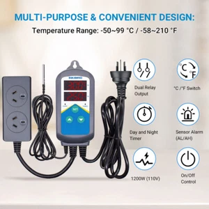 Inkbird Digital Waterproof Probe Temp Controller Thermostat Heat Cool Fish Tank - Picture 1 of 24