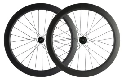 700C Carbon Road Bicycle Wheelset Clincher 25x55mm Disc Brake Center Lock Hub - Image 1 of 4
