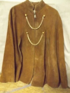 AUTENTICA GIACCA MANTELLA PONCHO HIPPIE MOD PELLE SCAMOSCIATA ANNI 60 - Foto 1 di 10