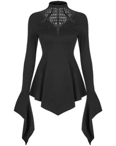 Punk Rave Womens Gothic Witch Tunic Top Black Lace Steampunk Victorian Vampire - Picture 1 of 24