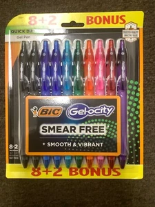 BIC Gel-ocity Quick Dry Retractable Gel Pen, Medium Point, Fashion, 10-Count .07 - Picture 1 of 1