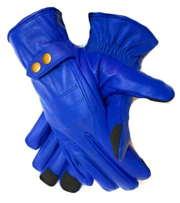 Vestido de invierno de cuero de oveja genuino para hombre, conducción, guantes de mensajes de texto con vellón Foto 1 de 4