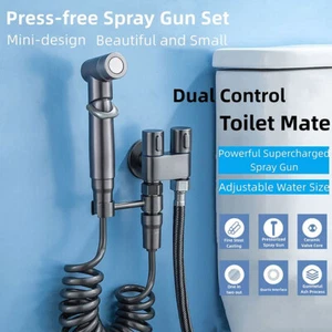WC Bidet Sprühpistole Set Doppelauslass Winkelventil Hochdruck verstellbar - Bild 1 von 26