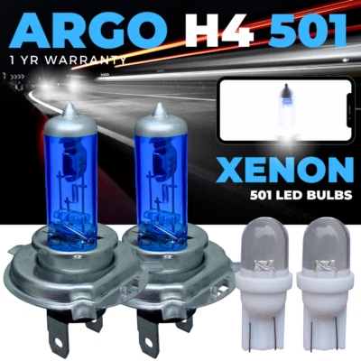 H4 55w Xenon White 472 Super Upgrade Headlight Bulbs Car 12v 501 LED Side light - Image 1 of 4