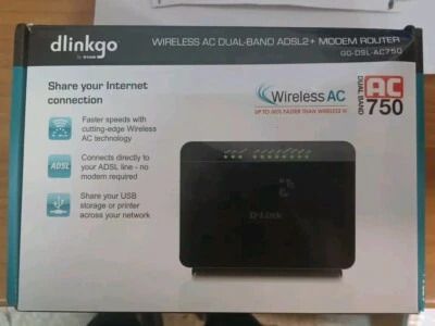 D-Link GO-DSL-AC750 - Modem-Router ADSL Wireless AC 750 Mbps Dual-Band COMPLETO - Image 1 of 4