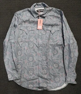 Double Rainbouu Men's Large Gray Long Sleeve Shirt Button Up Hey Joe West World - Picture 1 of 7