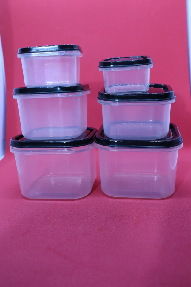 Kit de contenedor de tapa negra transparente control de porciones Meal Prep Haven de 6 piezas con guía Foto 1 de 4