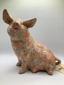 Global Studios Ceramic Decoupage (Simon) Pig Handmade England Authenticity Certi - Picture 1 of 12