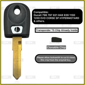 DUCATI Clonable T5 Transponder Blank Key Suits Model “Check Listing Image” - Bild 1 von 2