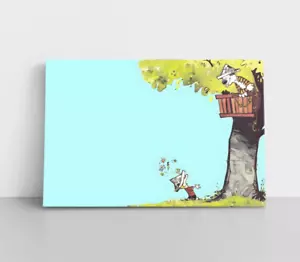 Calvin und Hobbes gerahmter Leinwand-Wandbilddruck - Kinder Cartoon Bill Watterson - Bild 1 von 9