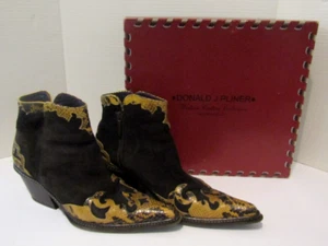 Donald J Pliner Western Couture Stiefel braun Wildleder Pitone Print mit Karton Größe 10 - Bild 1 von 12