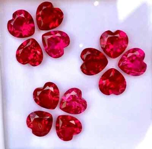 12 Pcs Heart Shape Gemstones Lot Loose Certified Natural Mogok Ruby 6x5 mm - Picture 1 of 4