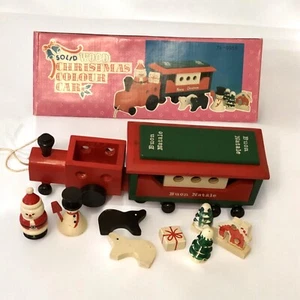 Locomotiva Trenino Natalizio in Legno Vintage Decorativo, Giocattolo Nuovo 33 cm - Foto 1 di 21