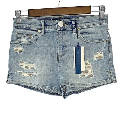 Juicy Couture Shorts Size 24 Stone Wash Denim Leopard Patches New With Tags - Image 1 of 4