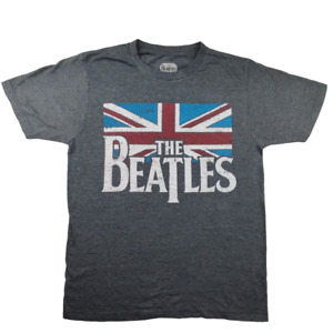 Official The Beatles Union Jack T Shirt Size XS Grey Unisex Adults Short Sleeve