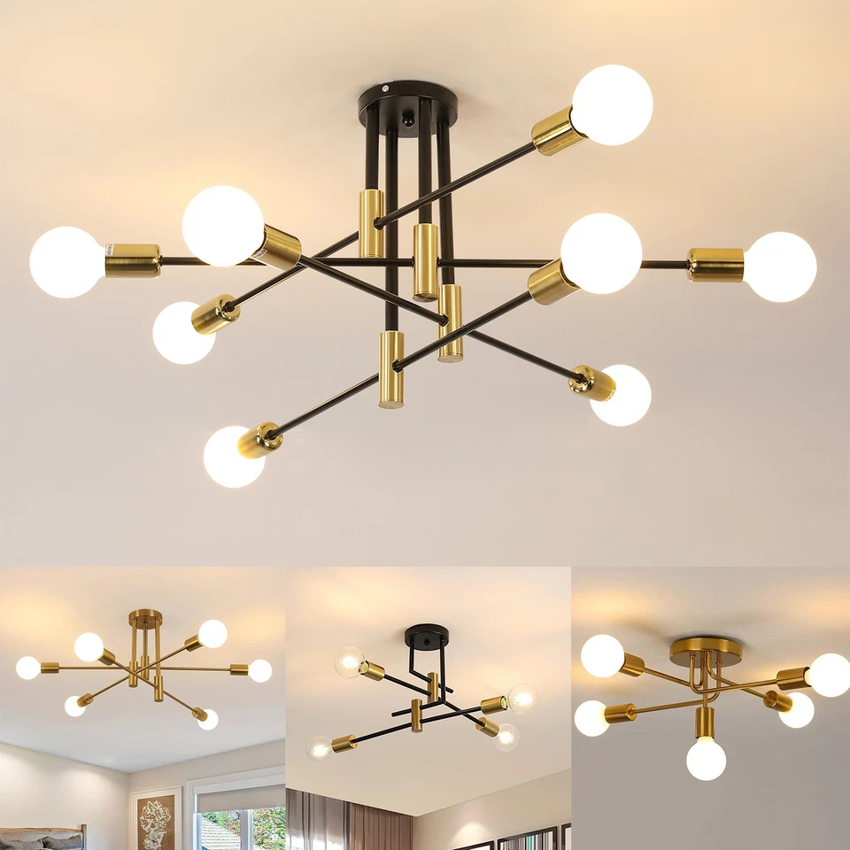 Sputnik Ceiling Light Industrial Chandelier Semi Flush Mount Dining Room Hallway - Image 1 of 1