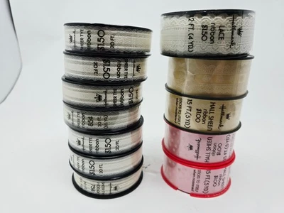 Lot Of 12 Vintage Hallmark Ribbon Sheer Lace White & Red Gift Wrap Christmas Use - Image 1 of 4
