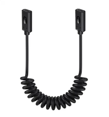 USB 5.0 Coiled Type-C Extension Cable 1m 80Gbps 240W Female to Female - Image 1 of 4