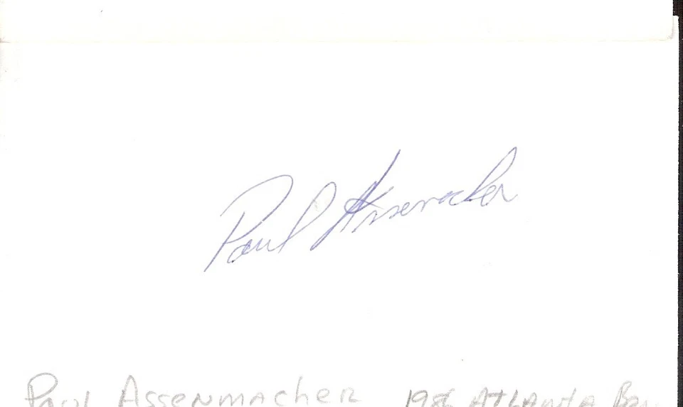 Autographed 3x5 Index Card - Paul Assenmacher Braves Cubs Indians Relief Pitcher - Image 1 of 1
