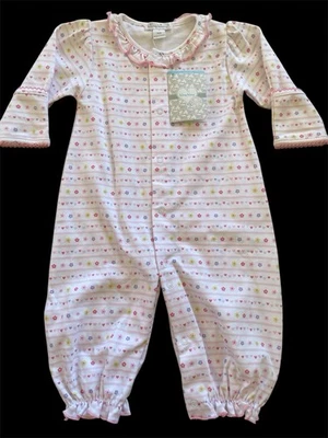 Vestido conversível Kissy Kissy novo com etiquetas rosa/branco/lavanda corações/flores algodão pima - Novo na caixa - Imagem 1 de 4