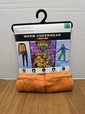 NUEVO Juego de ropa interior térmica ClimateRight by Cuddl Duds TMNT para niños (talla L 10/12) Foto 1 de 2