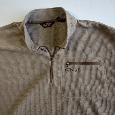 Sudadera polar Orvis Trout Bum para hombre XL beige 1/4 cremallera Polartec exterior simulación Foto 1 de 4