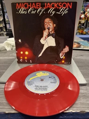 Micheal Jackson She’s Out Of My Life Push Me Away UK Red Vinyl 45 EX/NM - Image 1 of 4