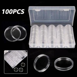 100pcs Coin Storage Box Case Capsules Holder Collection Case for 17/20/27/30mm - Picture 1 of 13
