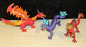 3 PC Fantasy Dragon Figure w/2 Plastoy Dragons & a Shantou Red Dragon NICE! - Picture 1 of 7