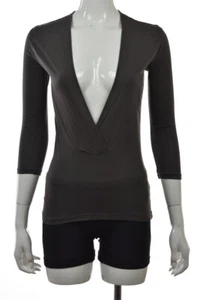 Club Monaco Womens Top Size XS gray Solid Knit Shirt 3/4 Sleeve Modal Casual - Picture 1 of 5