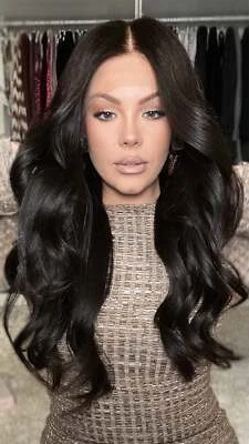 Natural Black Wavy Wigs 100% Real Human Hair Lace Front Wigs 180% Density - Image 1 of 4
