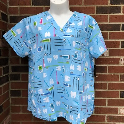 just love womans 3X scrub top dental office dentist instruments - Image 1 of 4