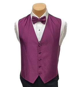 Men's Lauren Ralph Lauren Sangria Burgundy Red Tuxedo Vest with Choice of Tie - Picture 1 of 8