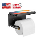 Adhesive Toilet Paper Holder with Phone Shelf, Wall Mounted Toilet Paper Roll Ho