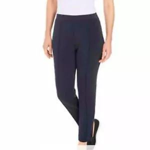 Dalia slim leg pull on pants Textured Navy Size 10 NWT Business Casual - Picture 1 of 15
