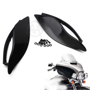 Black Adjustable Air Deflectors Side Wing Cover For Harley Tri Glid 2014-2016 - Picture 1 of 9