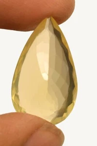 12.15 Cts. Natural Yellow Lemon Quartz Pear Shape Certified Gemstone - Picture 1 of 4