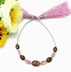 16.70cts Bi-Color Tourmaline Oval Plain Nuggets Beads 6.5*4.5mm - 10.5*8mm 3.25" - Foto 1 di 5