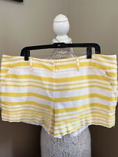 7th Ave New York & Co Women’s Yellow Striped Shorts Front/Back Pockets Size 18