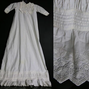 Antique 1800s heirloom baby christening gown dress exquisite Ayrshire lace trim - Picture 1 of 12
