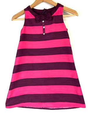 Vestido H&M Niñas Rosa Brillante y Púrpura Multistriyas Talla US 7-8 Y Foto 1 de 4