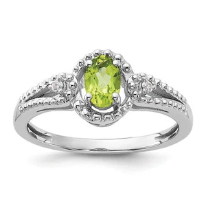 Silver Peridot & Diam. Ring QBR16AUG - Picture 1 of 7