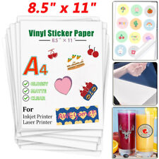 Glossy Printable Vinyl Sticker Paper for Inkjet Printer - 8.5x11