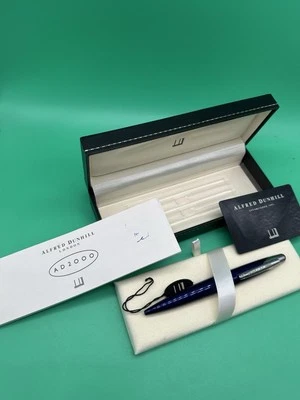 Caneta esferográfica vintage Dunhill AD2000 azul azul azul poeira estelar acabamento prata com caixa - Imagem 1 de 4