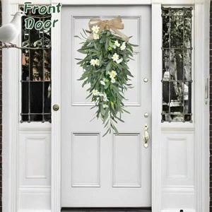 Spring Summer Wreath Home Decor for Front Door Farmhouse Indoor and Outdoor - Picture 1 of 7