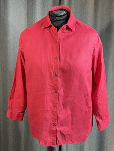 J.Jill Love Linen Women's 100% Linen Button Up Red Shirt Beach Vacation - 2X - Picture 1 of 6
