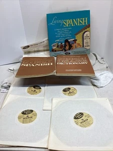 Living SPANISH Language : 40 Lessons VTG Vinyl, Manual & Dictionary - Picture 1 of 6